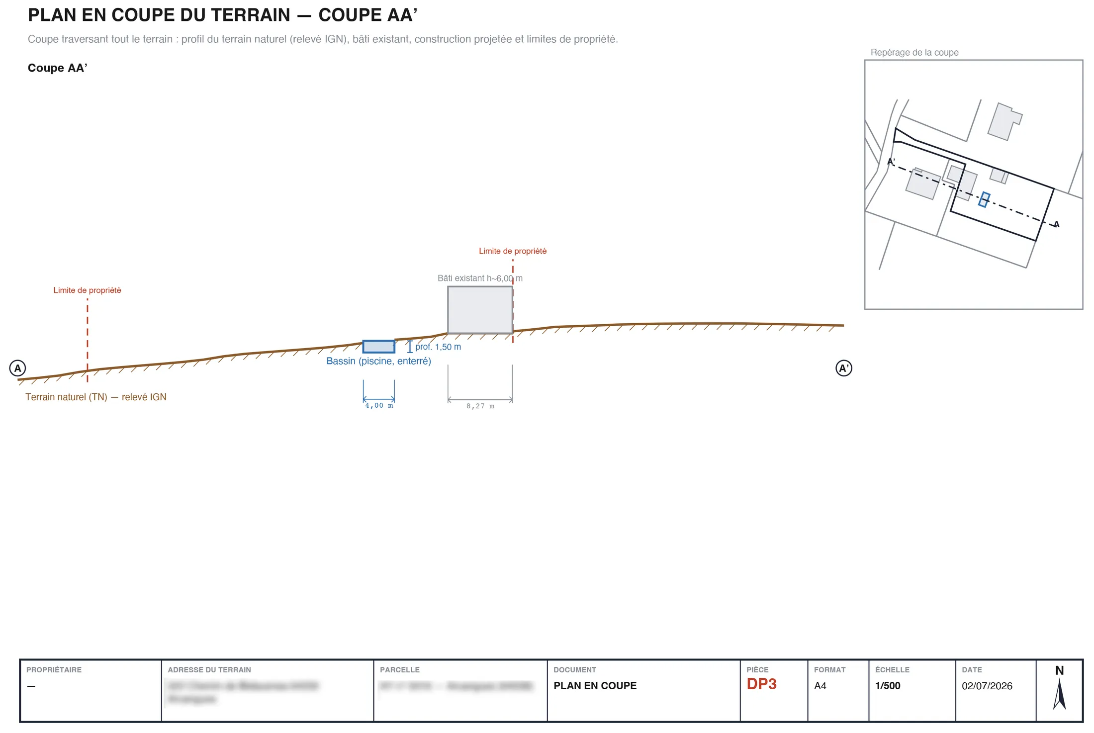 DP3 — PLAN EN COUPE — exemple réel